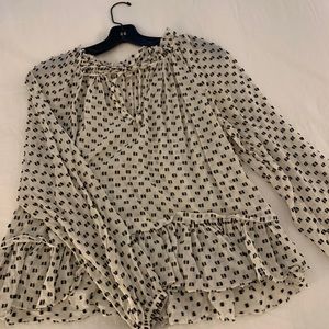 Rebecca Taylor long sleeve polka dot blouse